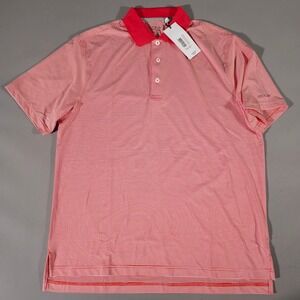 Oobe Crawford Microstripe Polo Men Large Scarlet Red White Striped Hydrovent